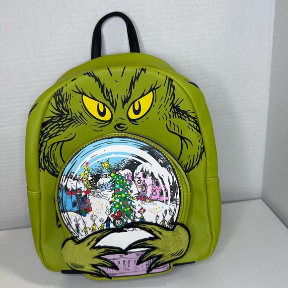 The Grinch Handbags - Loungefly Grinch Snow Globe Glow Mini Backpack Hot Topic – Preowned Excellent
